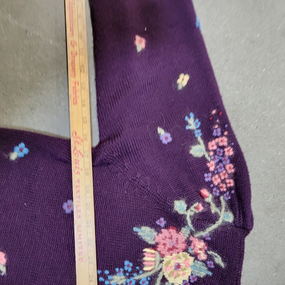 Herman Geist Button Down Cardigan Hand Embroidered Wool Sweater Plum Size M - Picture 4 of 16